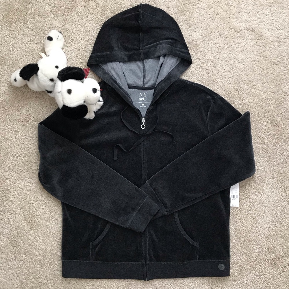 New York and Company Grey Velour Sweat Jacket